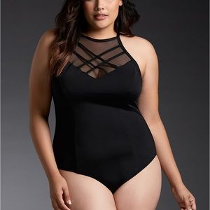 Strappy Mesh Inset Bodysuit